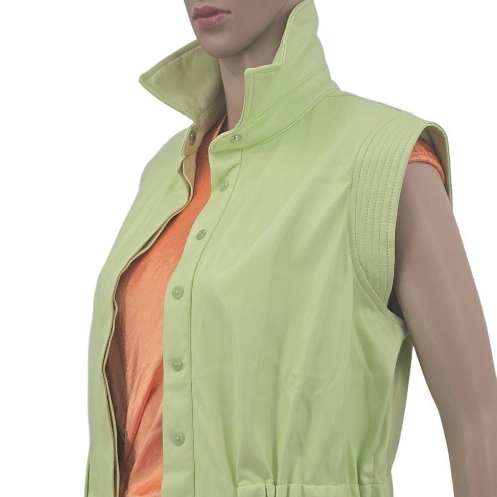 House of Harlow 1960 Lime Vegan Leather Button Dress, Women's S, NWT